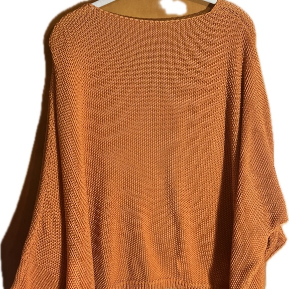 SHEIN Orange V-Neck Sweater with Chunky Knit - Picture 2 of 2
